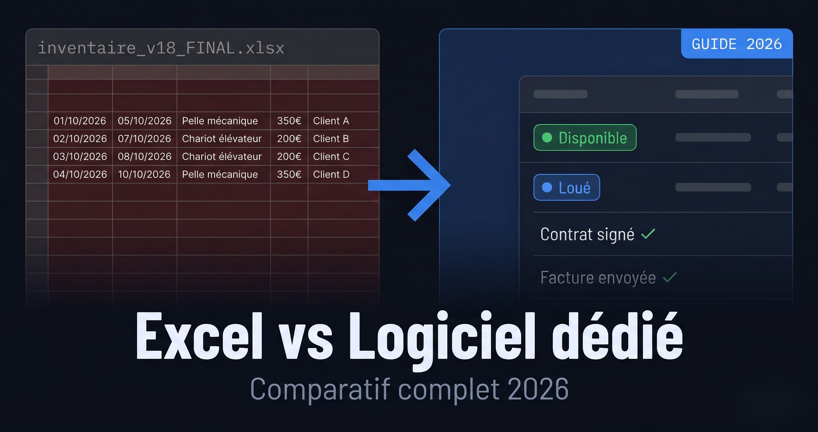 Excel vs logiciel de location de matériel : comparatif complet 2026